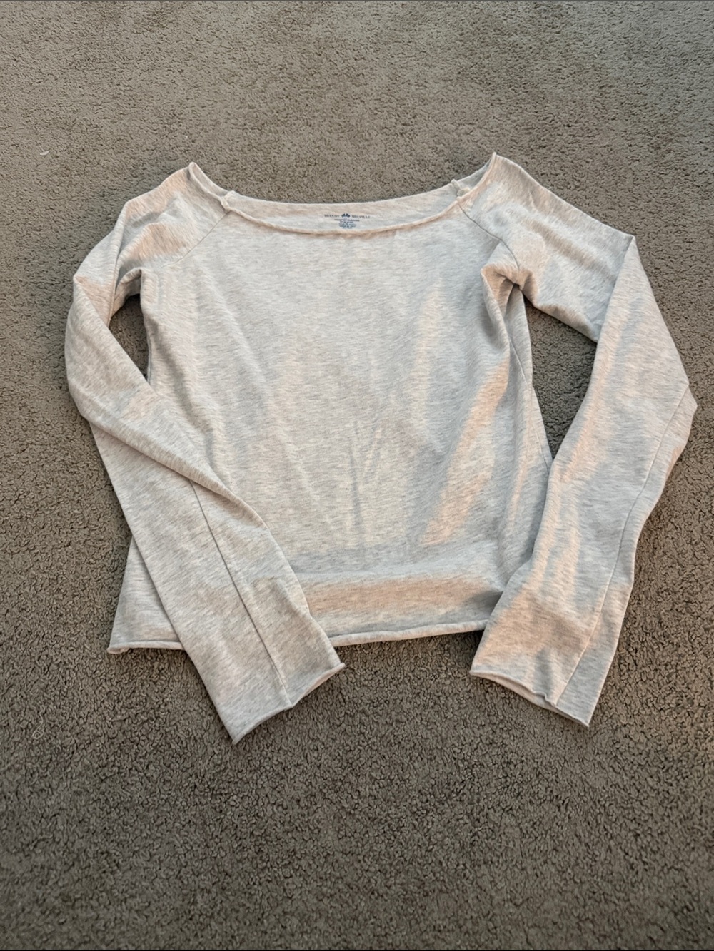 Brandy Melville Light Gray Off-Shoulder Long Sleeve Top
